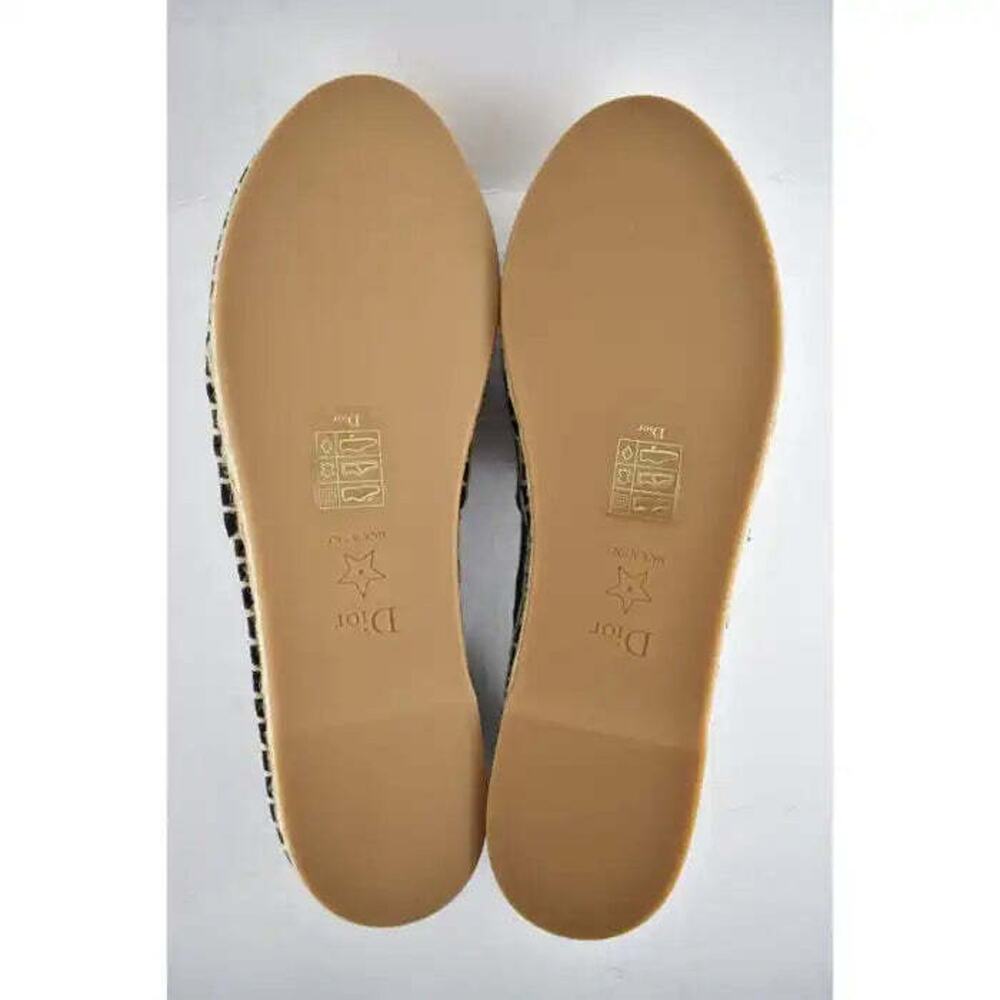 Dior Granville Mizza Lurex Embroidered Black Grey Silver Logo Espadrille Flat 37 - Picture 12 of 12